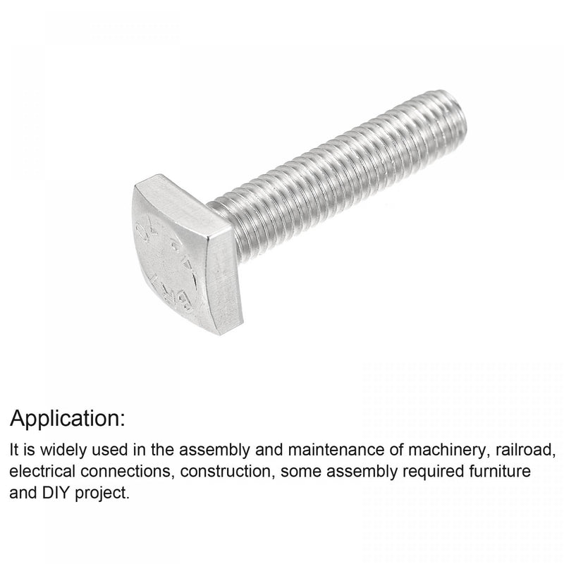 [Australia - AusPower] - uxcell Square Head Bolt, 2pcs M6x25mm Fully Thread 304 Stainless Steel Grade C Square Machine Screws 
