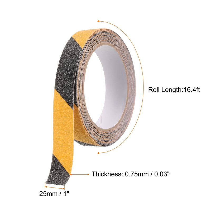 HARFINGTON Anti Slip Traction Tape 1" x 16.4ft Waterproof Non-Slip Grip Tape High Friction Weather Resistant Non Skid Stair Treads Tape for Indoor Outdoor Stair Steps, Yellow Black 1" x 16.12ft