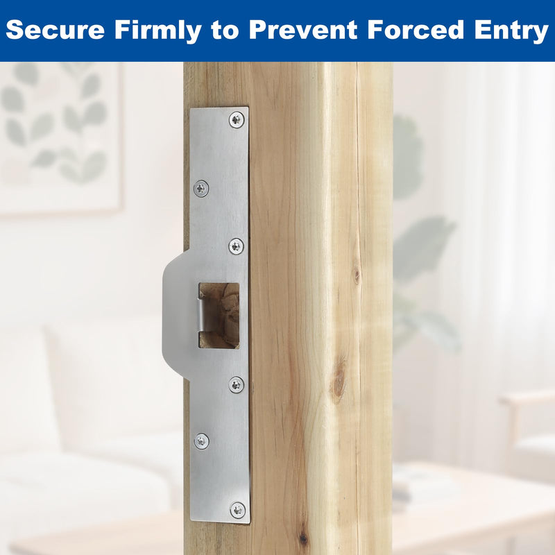 U 9551 Stainless Steel Lock and Door Reinforcement Plate fits 1-3/4"Thick Doors and Includes the U 9476 Security Latch Strike (1-1/4 "x 7-7/8"). Stainless Steel Finish