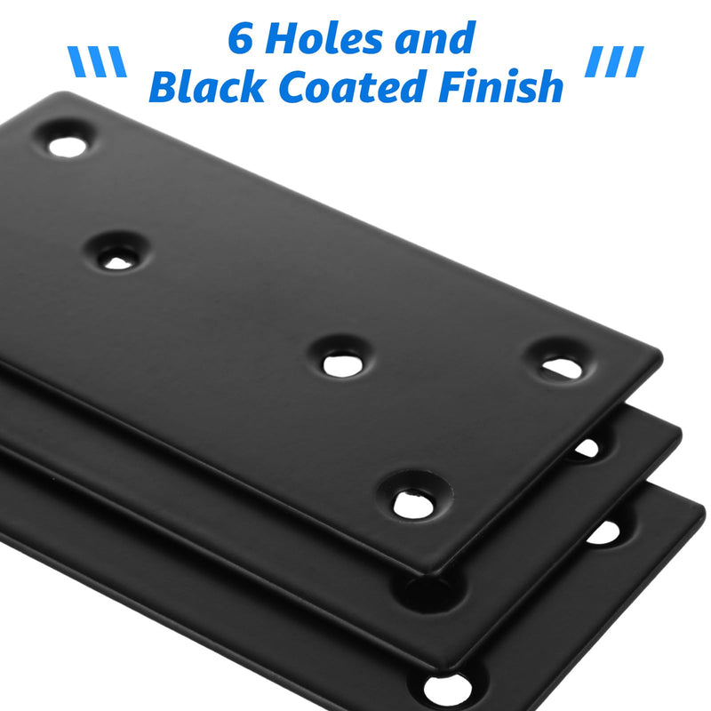 DAJAVE 30 Pack 4x2 Inch Black Flat Mending Plates, Stainless Steel Straight Mending Joining Plates, Metal Bracket with Holes for Wood (Screws Include)