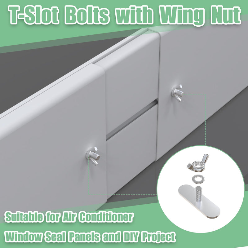 [Australia - AusPower] - T-Slot Bolts with Wing Nut,20 Packs M5x12mm Thread Size T-Bolts,Sliding T-bolt with Butterfly Nut and Washer,T-Track Bolts and Wing Knobs for AC Winsow Seal Panels and DIY Project 