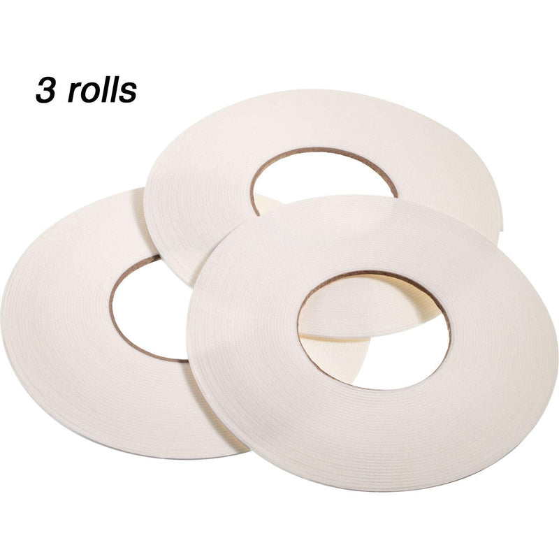 [Australia - AusPower] - 3 Rolls Double Sided Foam Tape PE Roll Double Faced Sponge Adhesive Mounting Tape(1/8 Inch by 50 Feet,White) White 1/8 Inch by 50 Feet 