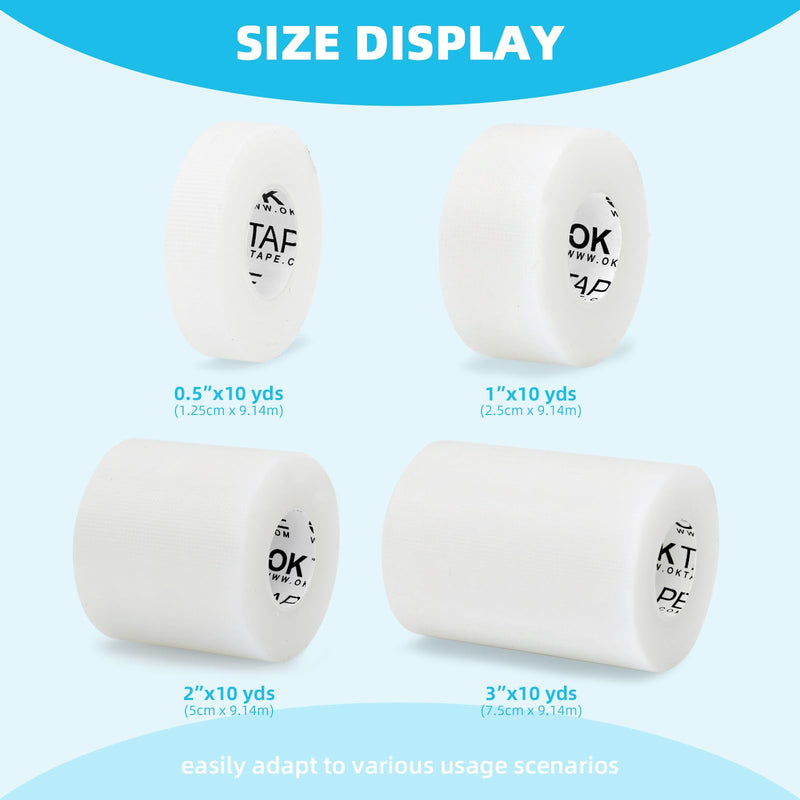[Australia - AusPower] - OK TAPE OKPore Transparent Medical Tape (Pack of 12) - First Aid Surgical Tape Hypoallergenic and Breathable for Wound Dressing Care, Latex Free, 1in x 10yds 1x360 Inch (Pack of 12) 