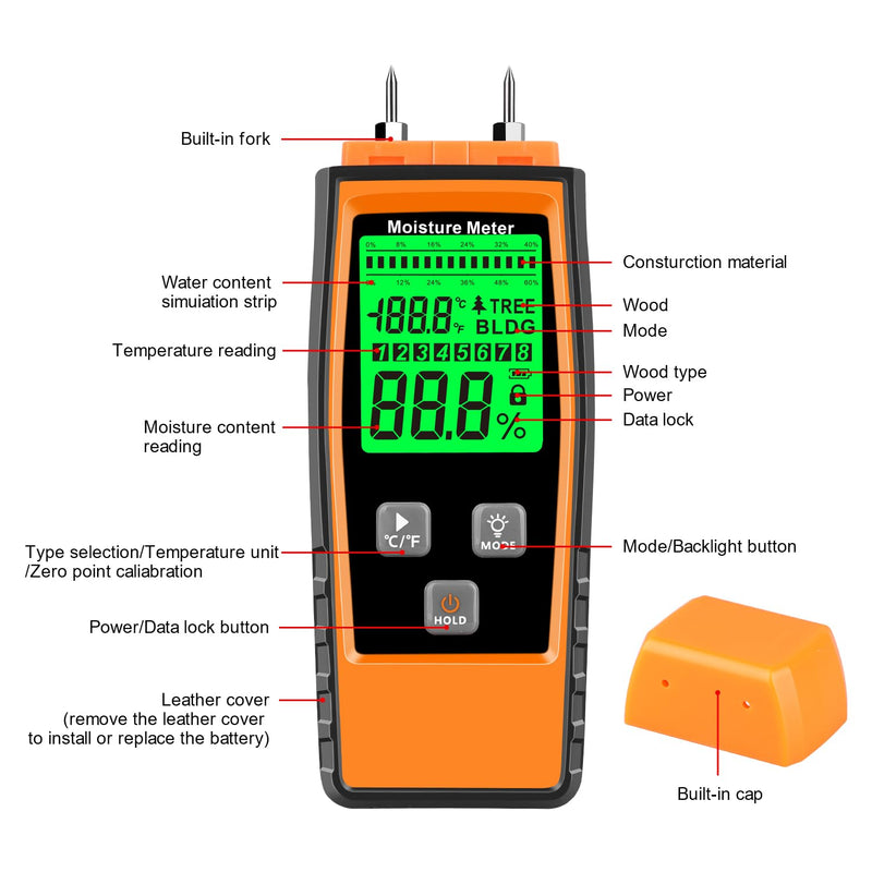 [Australia - AusPower] - XRCLIF Wood Moisture Meter, Wood Moisture Meter for Lumber Walls Logs, Firewood Moisture Detector Caravans Lumber Concrete Floors, Moisture Detector for Drywall 