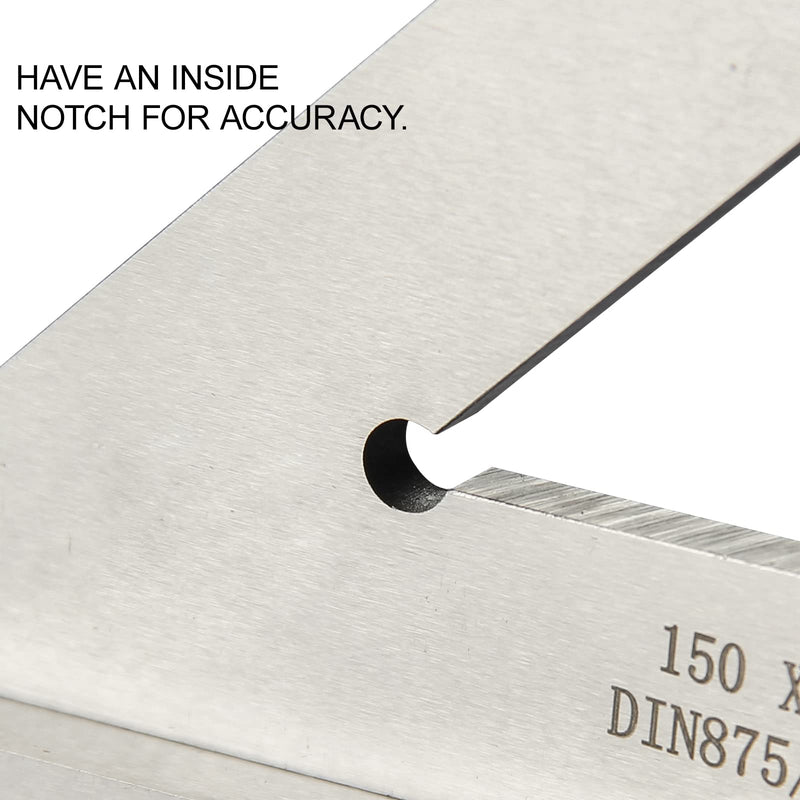 45 Degree Miter Square Machinist Engineer Square with Base DIN 875/2 Angle Ruler Hardened Steel 6x4 Inch, Silver 6x4 Inch Silver