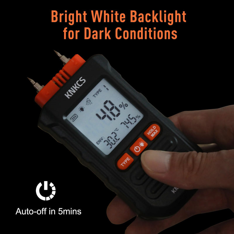 [Australia - AusPower] - Wood Moisture Meter for Lumber - Ideal Moisture Meter for Wood, Firewood, Lumber, Bricks, Floors, Drywall - Accurate to 0.1% with Backlit LCD, Temperature & Humidity Display 