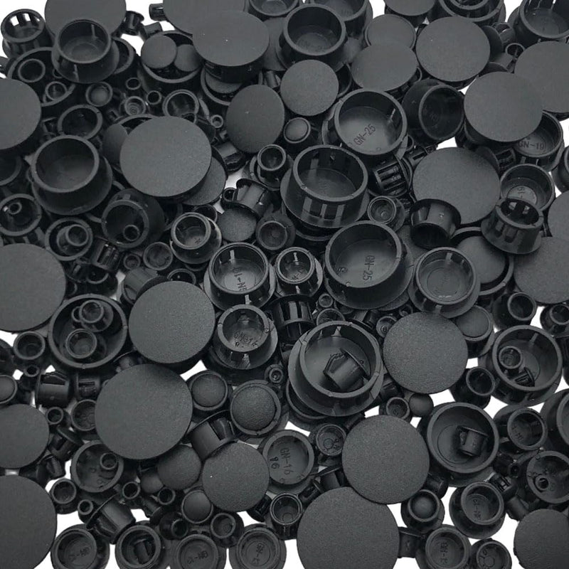 [Australia - AusPower] - 360 PCS 9 Sizes Plastic Hole Plugs Flush Type Hole Plugs Snap in Locking Hole Tube, Furniture Fencing Post Pipe Insert End Caps (Black) Black 