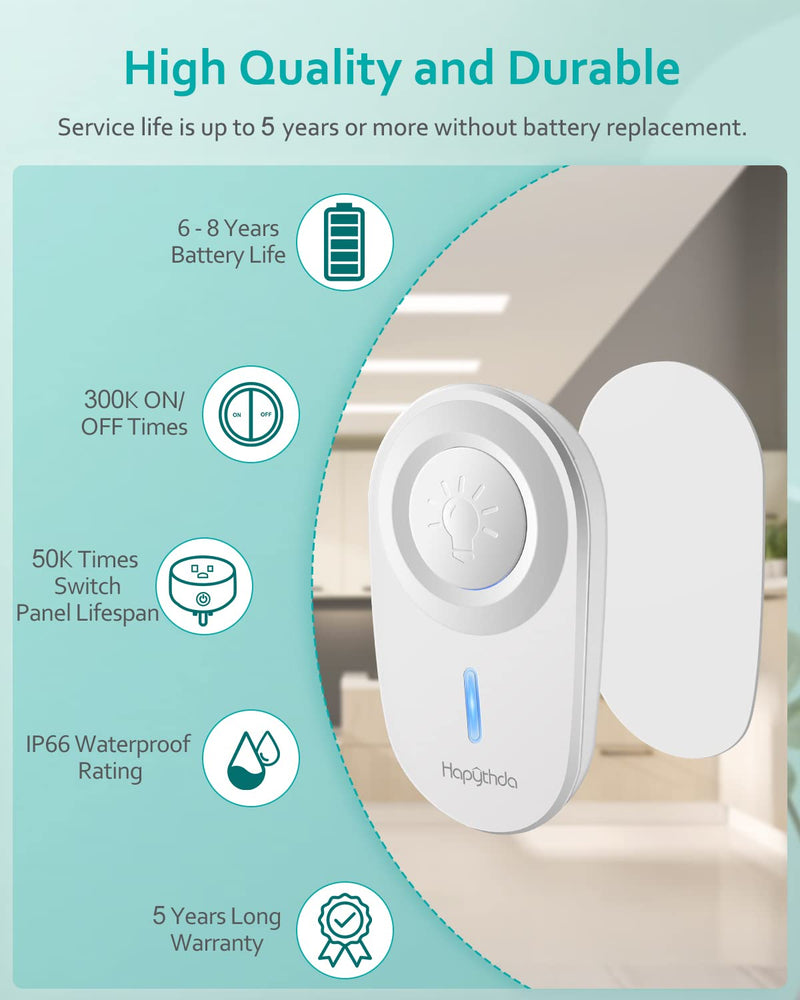 [2 Pack] HAPYTHDA Wireless Remote Control Outlet Plug, No Wiring Needed Remote Light Switches Kit, 500 Feet RF Range 275V/15A/1500W Electrical Remote Outlet for Light, Small Electrical Appliance Remote & Outlet White 2
