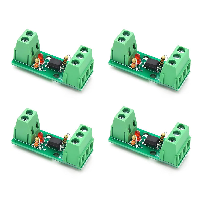 Optocoupler Isolation Module PC817 EL817 Voltage Converter 1-Channel 24V DC Isolator Level Converter Module for PLC SPS Arduino, 1.8V-24V Output Signal, Set of 4, Green