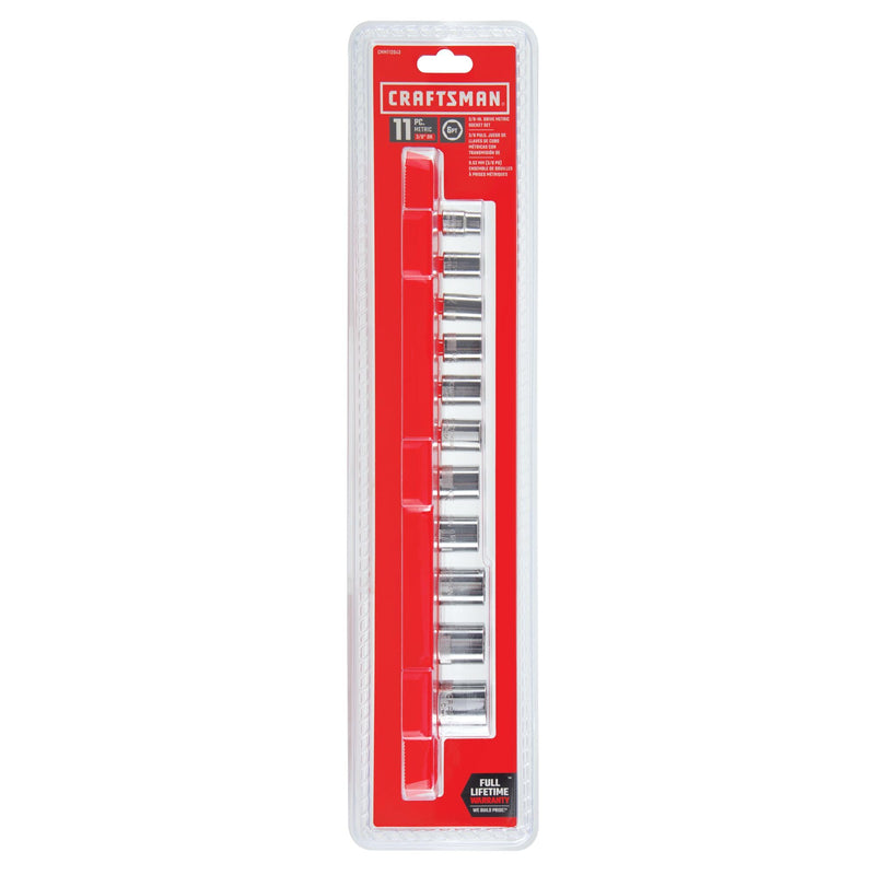 CRAFTSMAN Socket Set, Metric, 3/8" Drive, 6 Pt., 11Piece (CMMT12043) 3/8" in