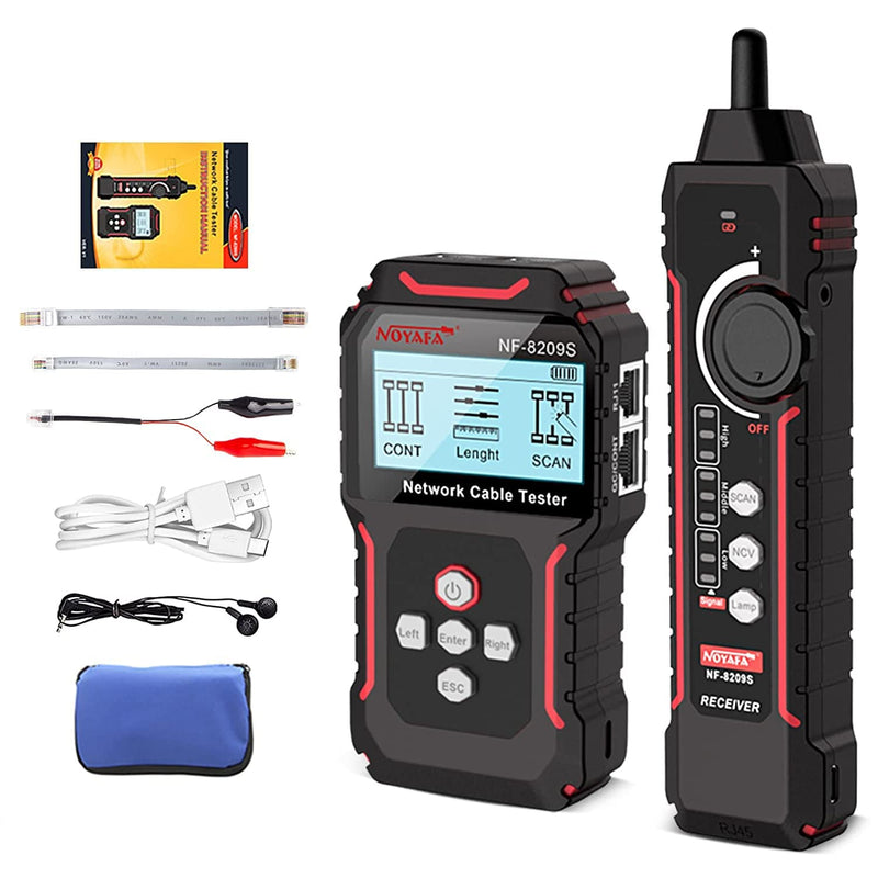 [Australia - AusPower] - NOYAFA NF-8209S Network Cable Tester for CAT5, CAT6, LAN/Ethernet with PoE and NCV, LCD Anti-Interference scan Mode Wire Tracer Lithium Battery Charge 