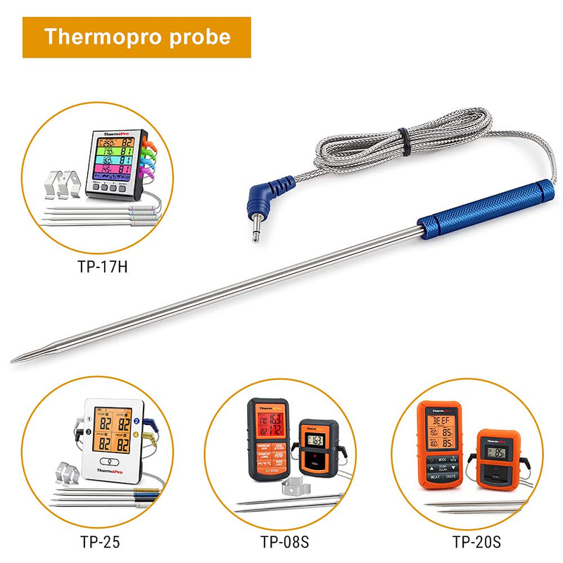 [Australia - AusPower] - ThermoPro Stainless Steel Probe Replacement Stainless Meat Probe for TP25, TP27 (Blue) Blue 