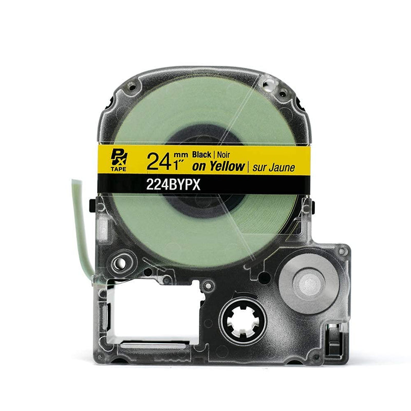 [Australia - AusPower] - Epson LABELWORKS 224BYPX Genuine PET (Polyester) Tape Cartridge - Black on Yellow Industrial Label Maker Tape - 1" (24MM) Wide, 30 ft 