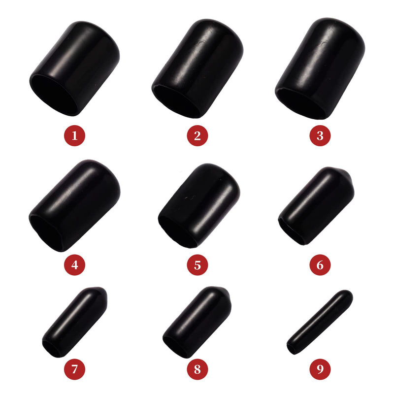 [Australia - AusPower] - Aleric 163pcs Rubber End Caps,Round Bolt Covers Caps,Vinyl End Cap Screw Thread Protectors,Rubber Screw Cover Bolt Cap for Metal Tube Rod Bolt in Size 2mm 3mm 4.5mm 6mm 7mm 8mm 9mm 12mm 20mm(Black) 
