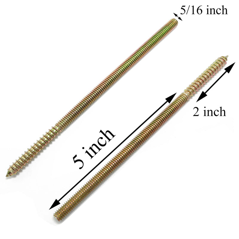 [Australia - AusPower] - 8pcs 5/16-18 x 7 Inch Hanger Bolts Double Headed Bolts Self-Tapping Screw Inch Hanger Bolts for Furniture 