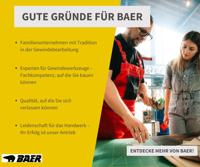 [Australia - AusPower] - Baer Machine Tap M8 HSSG Form B Tap - Size M 8 x 1.25 - DIN 371 Machine Thread Drill - Tap Cutting Professional M 8 x 1,25 - DIN 371 
