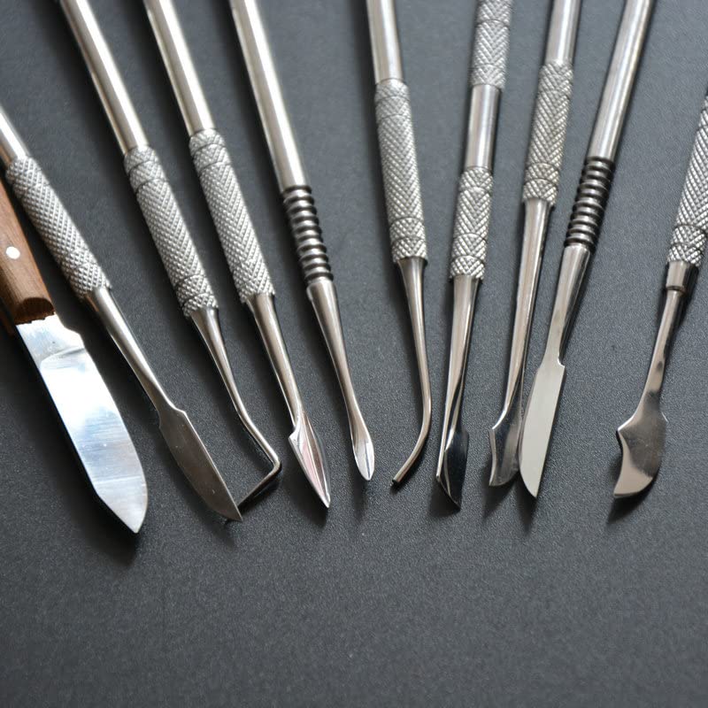 [Australia - AusPower] - Angzhili Stainless Steel Dental Wax Carver Tools,10 Pcs Plaster Carving Knife,Wax Carving Kit for Wax Shaping,Dental Lab Tool,Dentist Sculpture Instruments Kit with Case 