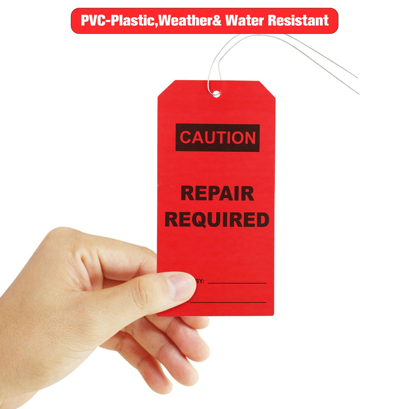 100 pcs Repair Require Tagswith Pre-Attach Wire,PVC Plastic Maintenance Required Tags 100