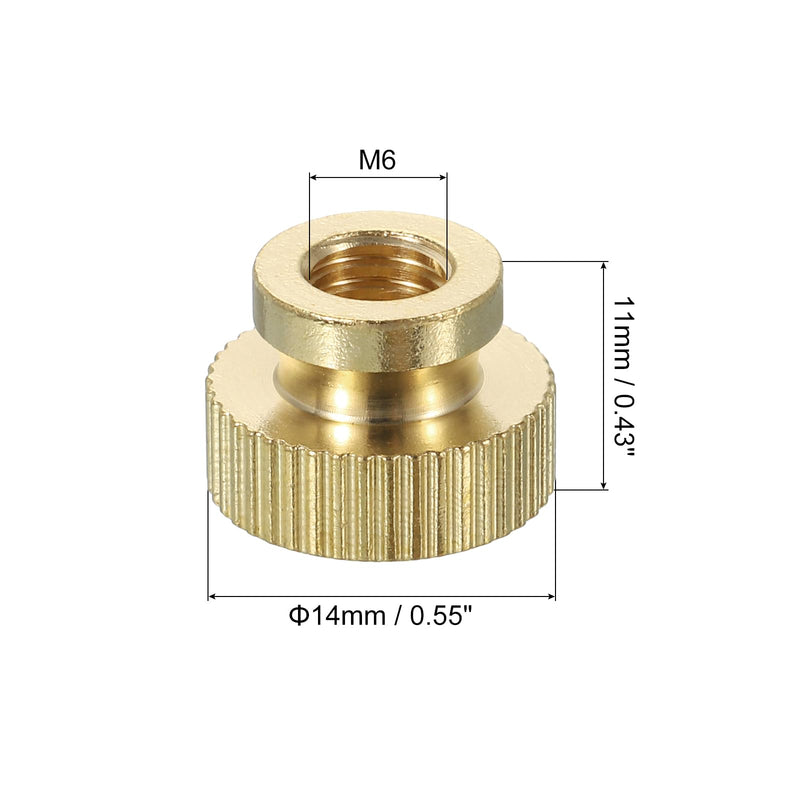 [Australia - AusPower] - uxcell Knurled Thumb Nuts, 2Pcs M6 x D14mm x H11mm Brass High Head Blind Hole with Collar High Head Blind Hole Round Knobs Fasteners for 3D Printer Parts, Machine Tools 2 