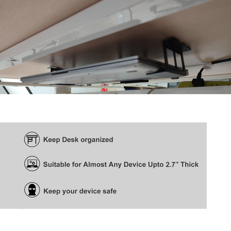 [Australia - AusPower] - PIAOLGYI Under Desk Laptop Holder Mount with Screw,Bracket Devices Upto 2.7" Under Desk Mount for PS4,Xbox Series S,Xbox One S,Cable Box,Laptop & More（3 Pcs） 2.7" 
