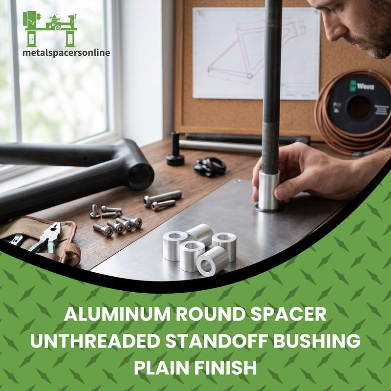Aluminum Spacer 1" OD x 1/2" ID x 2" Long-Round Spacer Unthreaded Standoff Bushing Plain Finish, Fits Screws Bolts M12 and 1/2" by Metal Spacers Online (5 Pack) 2" Length 5