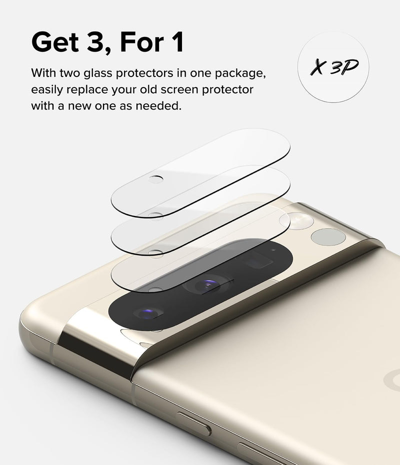 [Australia - AusPower] - Ringke Camera Glass [Multi-Layer Protection] Compatible with Google Pixel 8 Pro Camera Lens Protector, Tempered Glass Cover - 3 Pack 