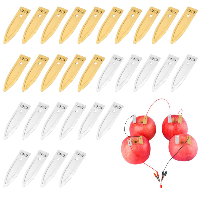 DOITOOL Copper and Zinc Electrode Strips 30Pcs for Fruit Battery Science Experiments Educational DIY Kit 1.57X0.51 Inches Each