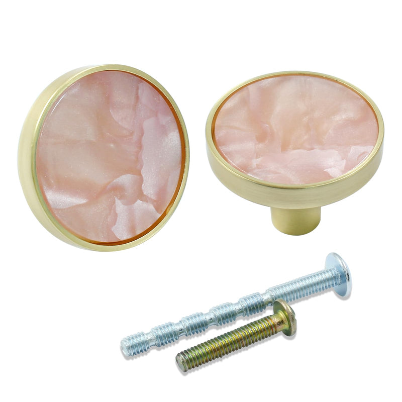 Bonsicoky 12 Pcs Gold Knobs for Dresser Drawers, Round Dresser Cabinet Knobs Pulls for Kitchen Cabinet Cupboard Door Furniture Decorative, Pink 12 Pack