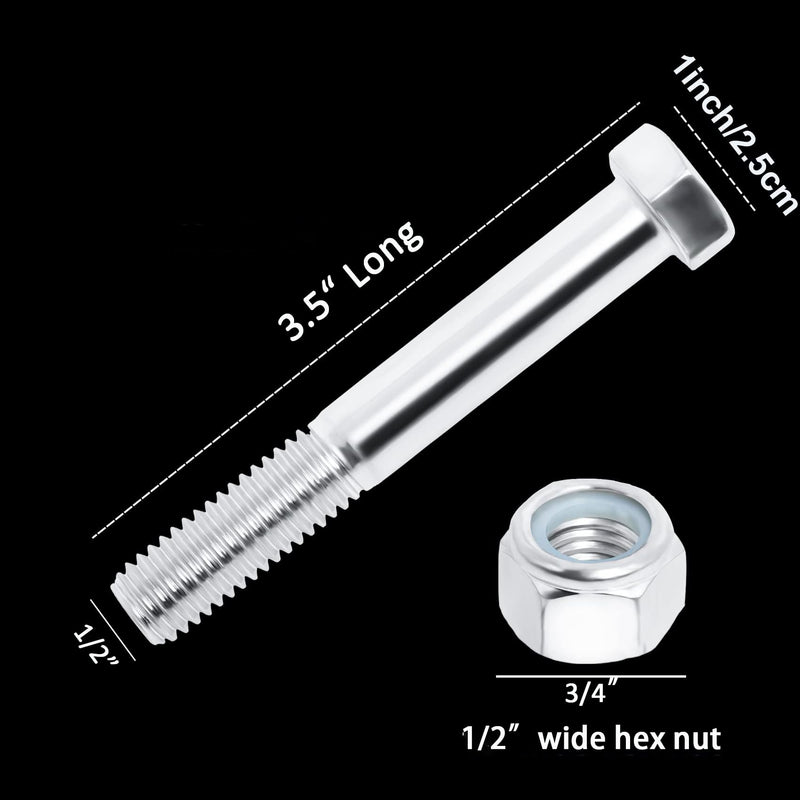 [Australia - AusPower] - Shear Bolts for Compatible with Rotary Cutters Mill Grade 5 SAE J429 3.5" with Nylock Nut (Pack of 6) 