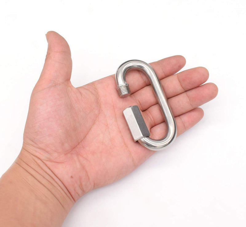 [Australia - AusPower] - 3/8" Quick Links,Alele (10mm) 4 Packs Stainless Steel Chain Links Connector,M10 Heavy Duty D Shape Locking Looks for Carabiner, Hammock, Camping and Outdoor Equipment M10 Quick Links 4pack 