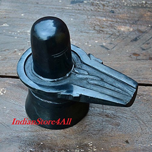 IS4A Black Marble Shiva Lingam Shiv Ling Idol Murti 4 Inchas Approx