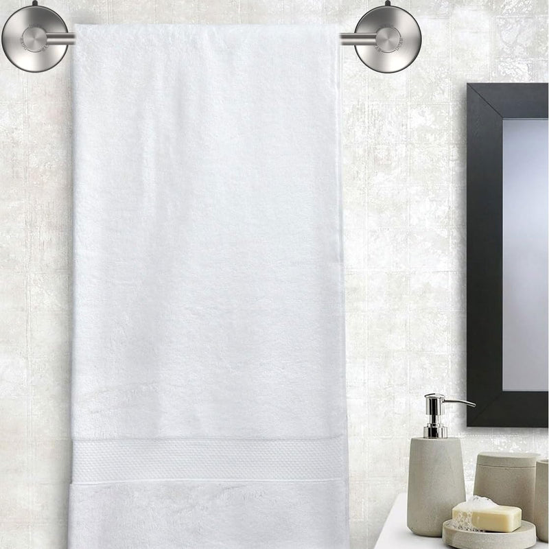 DGYB Suction Cup Towel Bar for Bathroom 17 Inch Brushed Nickel Towel Holder Stainless Steel Premium Kitchen Towel Rack Wall Mounted 17in Silver Brushed Nickel