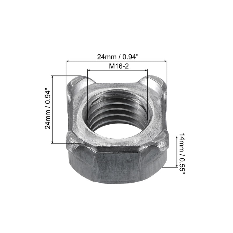 [Australia - AusPower] - uxcell Weld Nuts, M16 Square UNC Carbon Steel Machine Screw Gray 20Pcs 