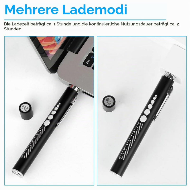 flintronic Pupil Light Medicine, Diagnostic Light Nurse Emergency Service Accessories, with Pupil Meter & Ruler, Rechargeable USB LED Pen Lamp for Nurses, Students, Doctors | 2 Modes Hidden USB Charging with Pupil Meter and Clip for Various Purposes, P...