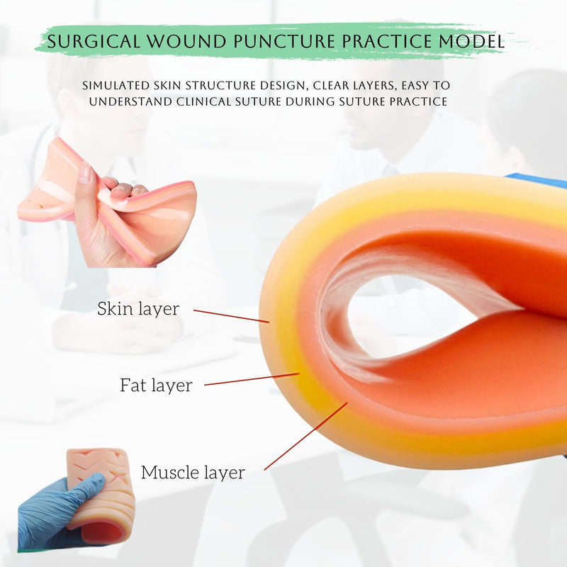 [Australia - AusPower] - Suture Practice Complete Kit for Medical Student,Suture Training Pad, Suturing Practice kit, Surgical Stitches Kits Suitable for Nursing,Medical Students(16 Wounds) 16 Wounds 