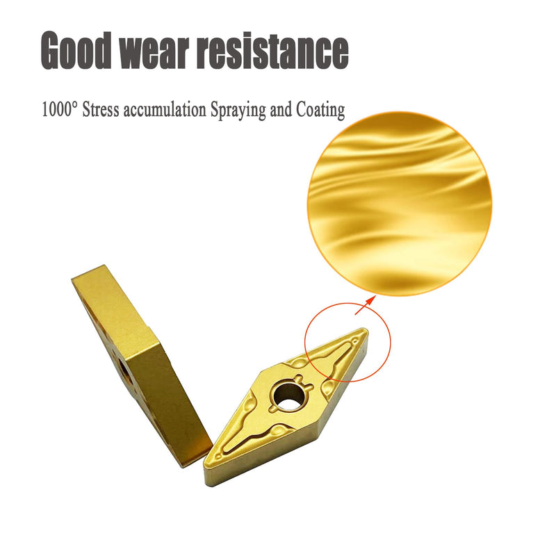 [Australia - AusPower] - Indexable external Carbide Turning Inserts VNMG331/332 VNMG160404/08 carbide cutting tool inserts for Cutting Stainless Boring Bar inserts Turning tool holders replace inserts (VNMG332–MA Gold) VNMG332–MA Gold 