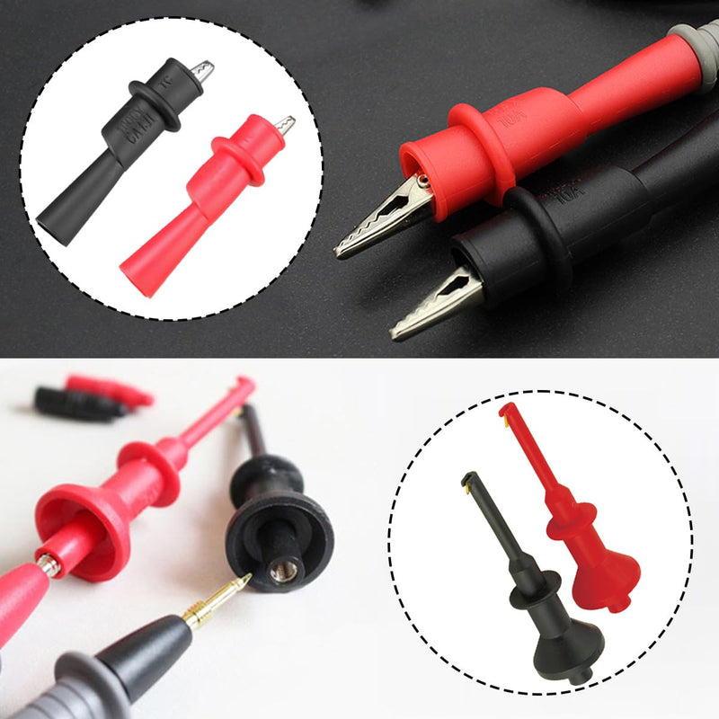 [Australia - AusPower] - Multimeter Probe Test Lead,1000V 20A Meter Tester Needle Point Accurate Readings & Clips Clamp Cable Wire Test & Test Hook Clip,for Multi Testers 