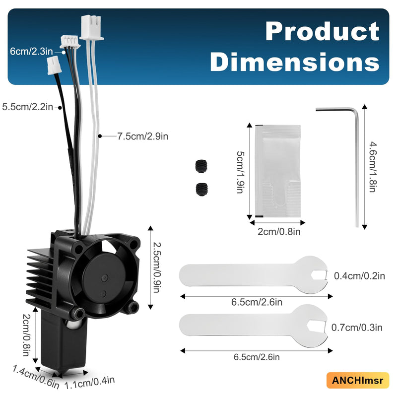 X1 Series Hotend Kit, Complete Assembly for Bamboo Lab X1 X1C 3D Printers, 0.4 mm Hardened-Steel Nozzle, Ceramic Heater, Thermistor, Fan and Extruder Heating Block Replacement X1 Series Hotend Kit