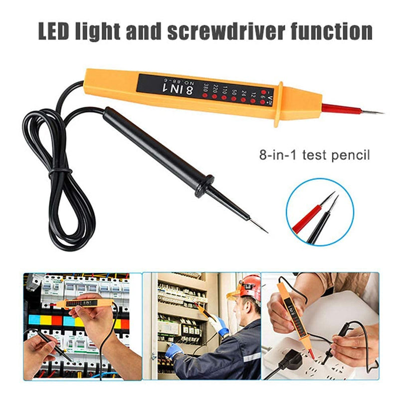 [Australia - AusPower] - Electric Circuit Tester, MACHSWON 8 in 1 Voltage Tester Probe Pen Continuity Detector Pen Meters Tester, 6V~380V 
