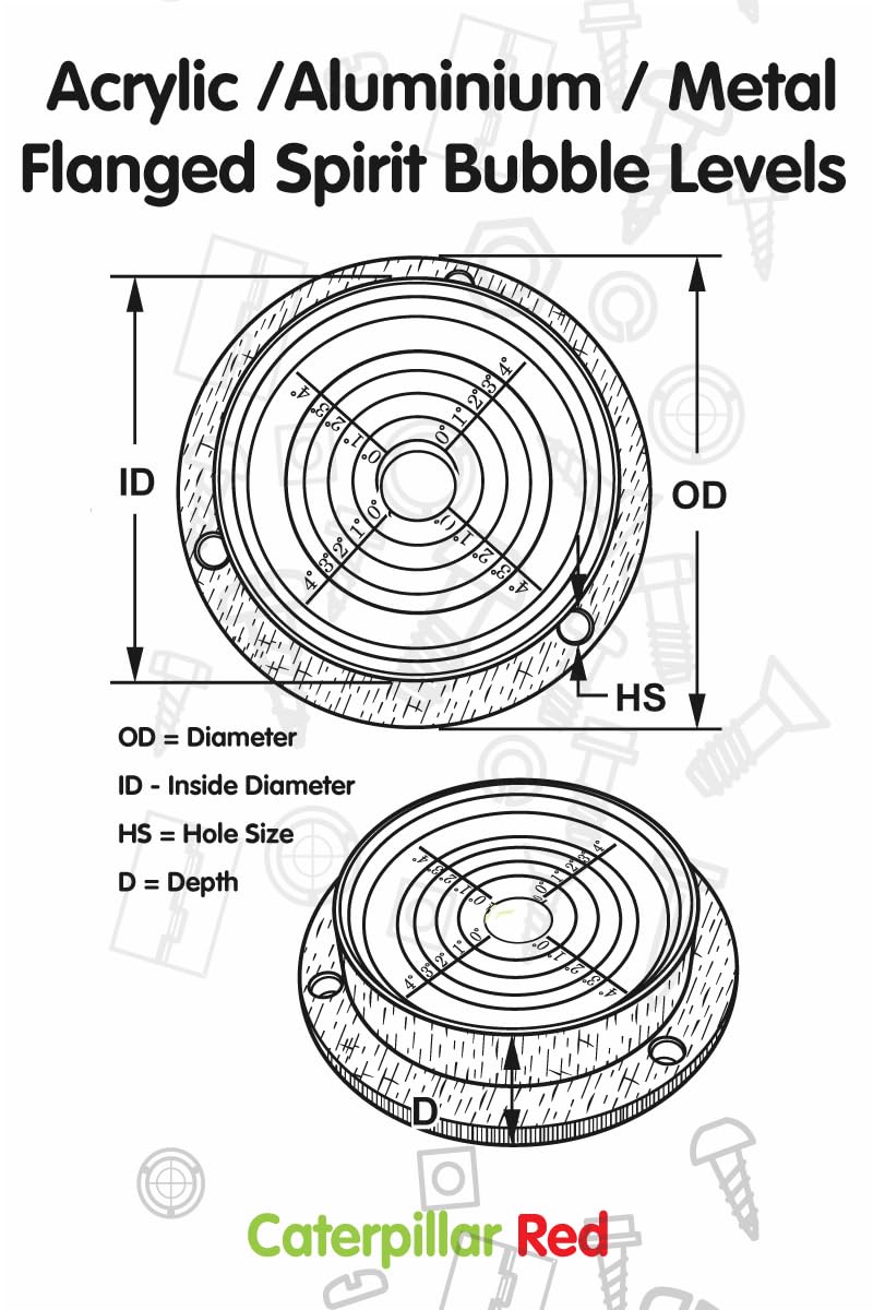 [Australia - AusPower] - Large Flanged Metal Circular Angle Spirit Bubble Degree Level (Green aqueous) 71mm Diameter with Degree Marking, (2 51/64 in) 
