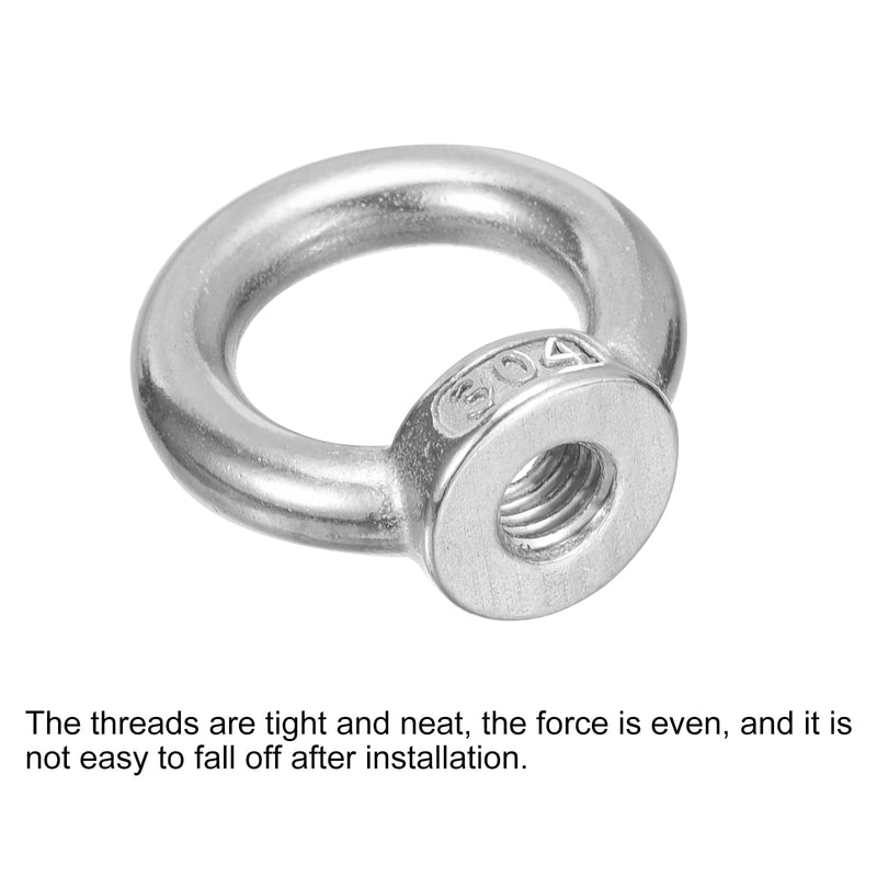 [Australia - AusPower] - uxcell M10-1.5x42mm Lifting Eye Nuts, 10 Pcs 304 Stainless Steel Round Ring Shape Female Threaded Nut Fastener for Home Repairs Rope Fitting 