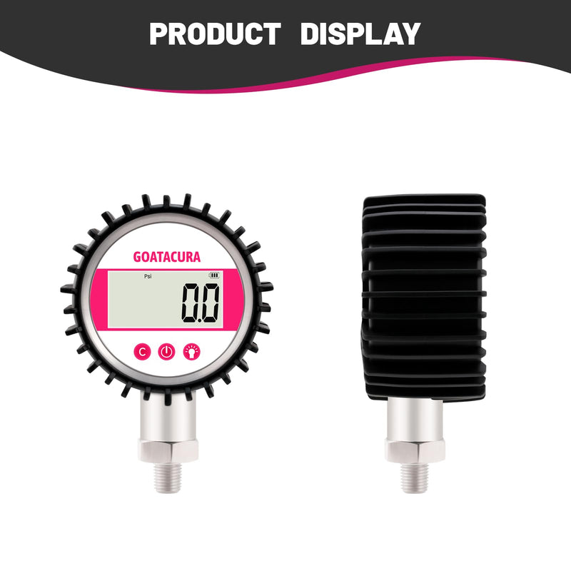 [Australia - AusPower] - 0-10000psi Digital Industrial Pressure Gauge, 3-1/8" Dial Size, 1/4" NPT Lower Mount, 5 Digit Display, Stainless Steel Case and Connection, 0.25% High Accuracy, with Protective Sleeve 0-10000psi 