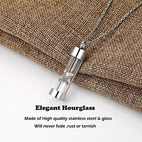 Eternal M. Minilist Bar Cremation Jewelry for Ashes Stainless Steel Urn Necklace for Human Ashes Silver/Rose Gold/Black Z-Silver-Hourglass