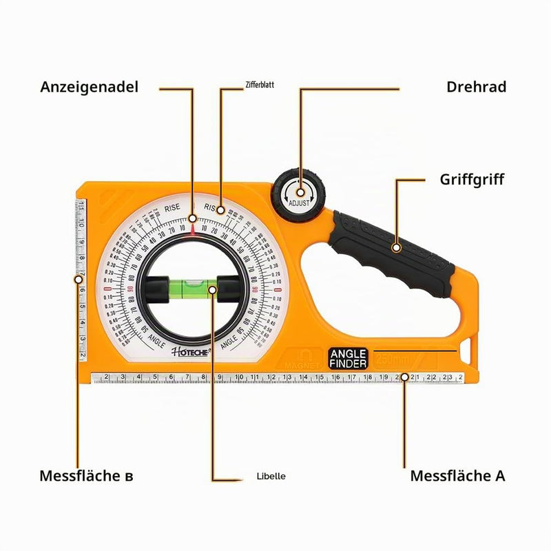 Hoteche Digital Inclinometer with Magnet | ±1° Precision | -130° to +130° | ABS & Aluminum