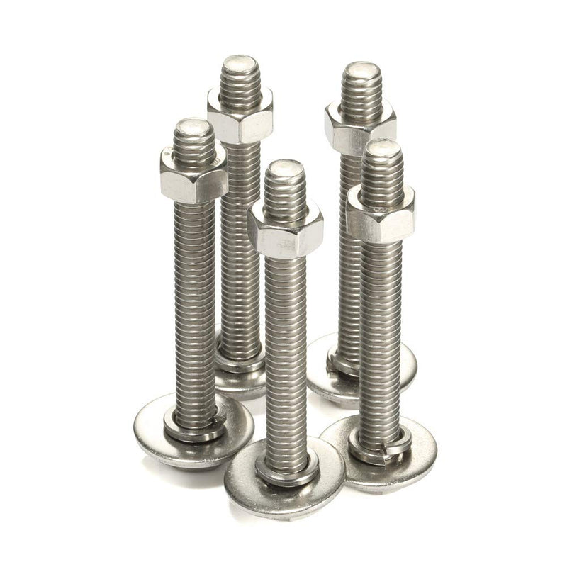 [Australia - AusPower] - 1/4-20 x 3" Hex Head Cap Screws Bolts and Nuts, Flat Washers, Spring Washers, Stainless Steel 18-8 (304), 10 Sets 1/4-20 x 3" 