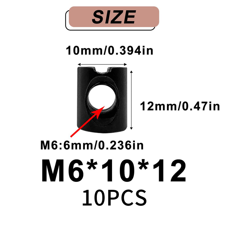 [Australia - AusPower] - 10 PCS Metric Black M6 Barrel Nuts Cross Dowels Slotted Nuts Baby Bed Crib Screws Hardware Replacement Kit for Bunk Bed Beds Headboards Chairs Furniture M6x10mmx12mm 