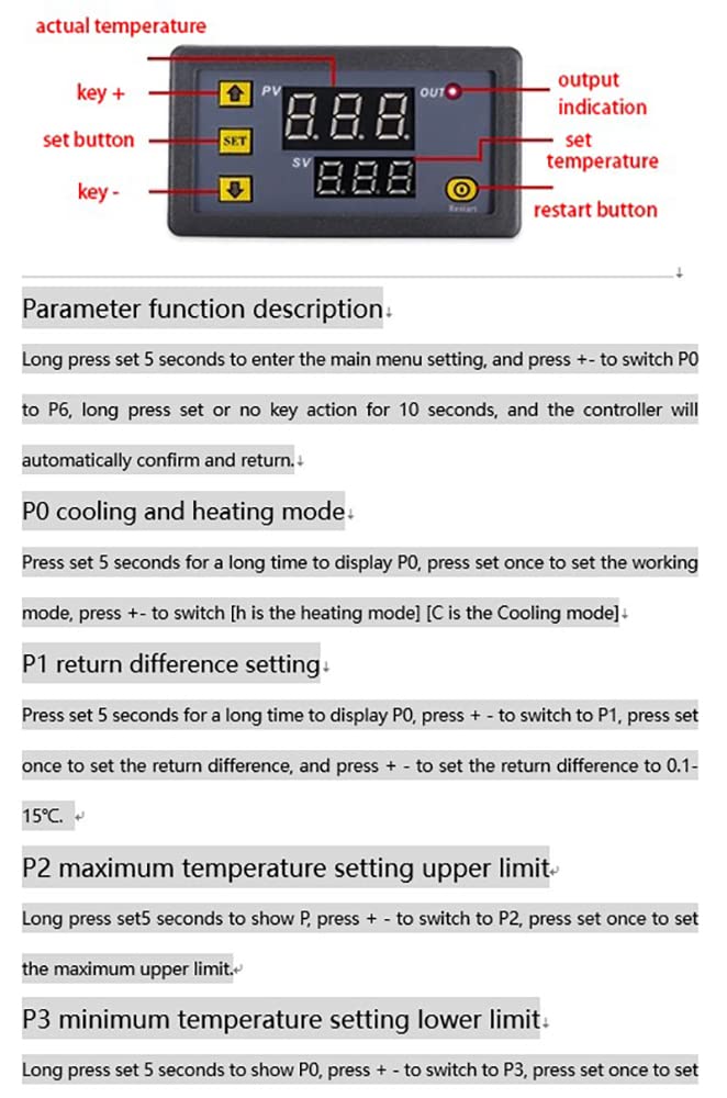 [Australia - AusPower] - W3230 Digital LED Temperature Controller Module Digital Thermostat Switch with Waterproof Probe Programmable Heating Cooling Electronic Thermostat Range from -50℃ to 120℃ (12V 10A 120W) (2 Pieces) DC 12V 