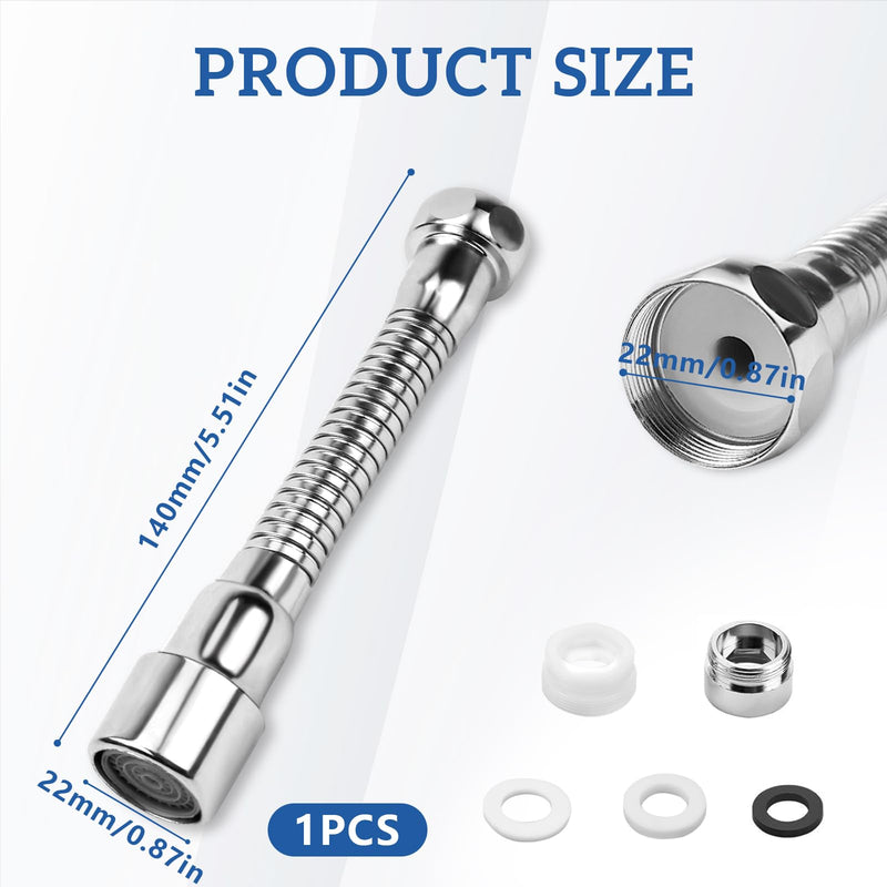 [Australia - AusPower] - VZXZXE Tap Extension 14 cm, 360° Swivel Function, Explosion-proof and Rustproof, Suitable for Bathroom and Kitchen Tap Extensions Silvery 14cm 