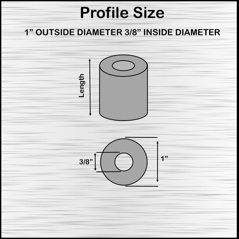 [Australia - AusPower] - Aluminum Spacer 1" OD x 3/8" ID x Choose Your Length, Round Spacer Unthreaded Standoff Bushing Plain Finish, Fits Screws Bolt 3/8" or M10 by Metal Spacers Online (1" Length, 5 Pack) 1" Length 