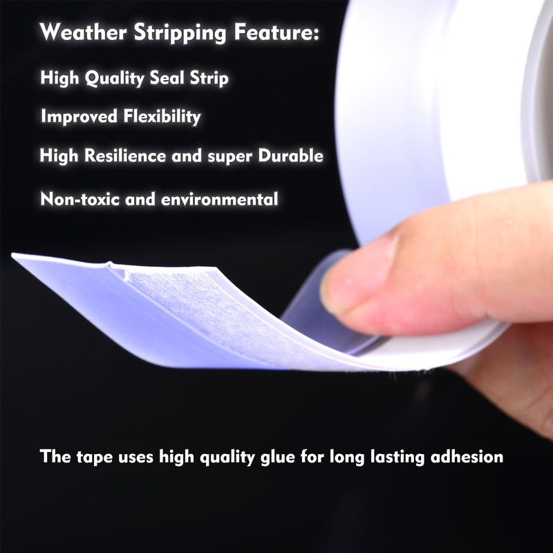 Silicone Seal Weather Stripping Tape 16.5 Feet Strip Bottom Draft Insulation Stopper Tape Weatherproof Soundproof for Door or Window Bathroom Shower Glass Gaps（25mm*5m） 25 mm x 5 m